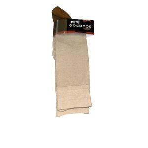 Gold Toe Signatures 1-Pairs Dress Crew Socks Beige Men's Shoe Sz 6 - 12.5 New